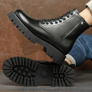 Add High Pile Platform Really Leather Shoes Men Zipper Boots