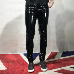 G-dragon With Bright Mirror Black PU Tight Leather Pants