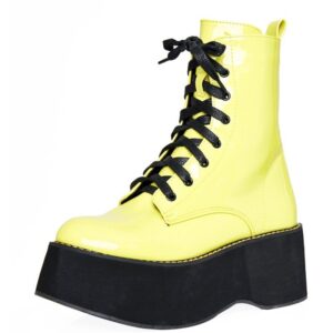 New Fashion Women’s Patent Leather Lace-up Platform Ankle Boots