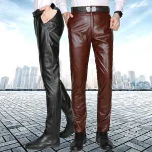 Genuine Leather Men’s First Layer Slim Motorcycle Pants