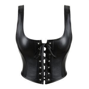 PU Leather Women’s Tube Top Bodybuilding Corset