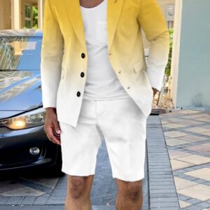 British Style Casual Gradient Color Suit Shorts Suit Men