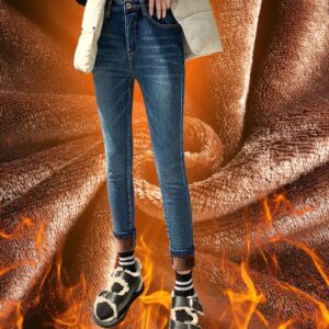 Retro plus velvet thick women jeans