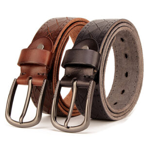 Men’s leather pin buckle head leather