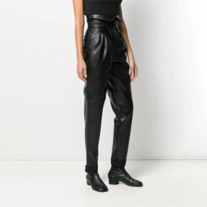 Leather tapered pants