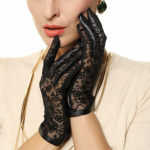 Non-slip driving lace sunscreen leather gloves