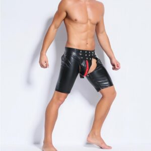 Eurn and American sexy underwear men’s models  patent leather men’s tights wild leather shorts1