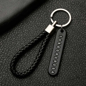 Hand-woven leather cord car keychain