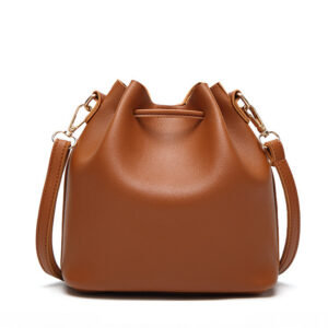 Vintage Fashion Small Women Leather Bucket Bag Handbag Tassel Drawstring Shoulder Bag