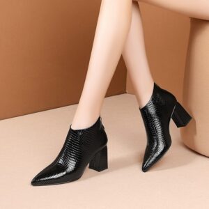 New Pattern Leather Ankle Boots