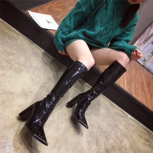 New patent leather ladies knight boots