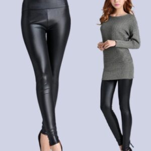 Hot spring and autumn new imitation leather pants stretch Slim leggings slim ladies feet pants