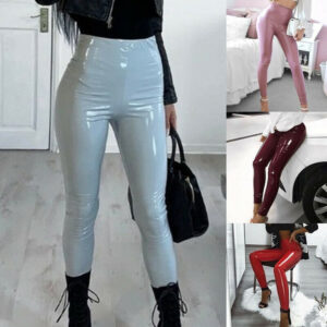 Mirror leather pants casual pants