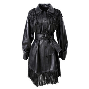 New style dress lace waist leather skirt