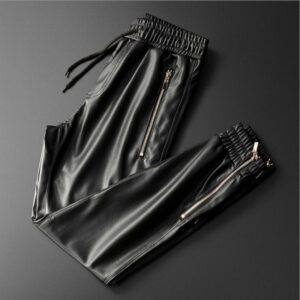 Fashionable Thin Velvet Thickened Warm Leather Pants For Men