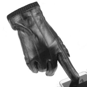 Touch Screen Winter Sheepskin Men’s Leather Gloves