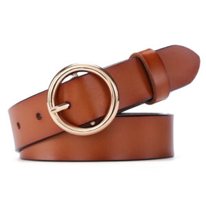 Round Buckle Belt Women Leather Korean Version Belt