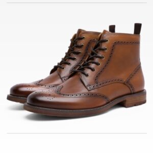 Brock Carved Business British Style Men’s Shoes Leather Boots Men