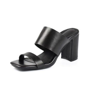 Outer Slippers Leather Is Thin Black High Heels