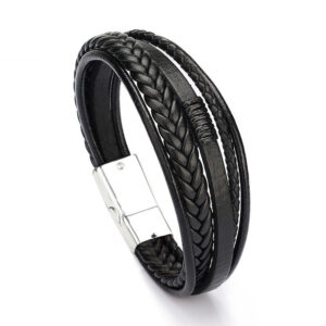 Jewelry Cowhide Rope Braided Men’s Leather Bracelet