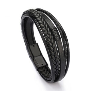 Jewelry Cowhide Rope Braided Men’s Leather Bracelet