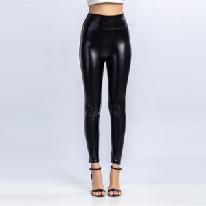 PU Hips Plus Size High Waist Leather Pants