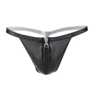 Women’s front-opening leather pants T-pants abuse bondage adult products zipper thongs