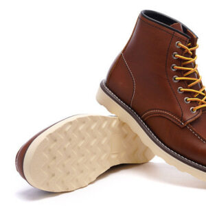 Retro Red Red Brown Leather Wing Tooling Shoes Single Boots 875 Locomotive Martin Boots Short Boots Men