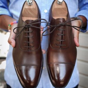 British Leather Shoes For Men With Formal Lace-Up And Low Tops