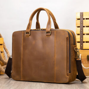 MVA Briefcase, Leather Men’s Business Handbag, First Layer Leather Laptop Business Bag, Spot Wholesale