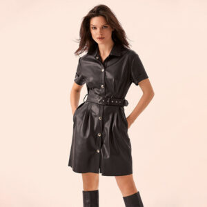 European And American New Style PU Leather Dress