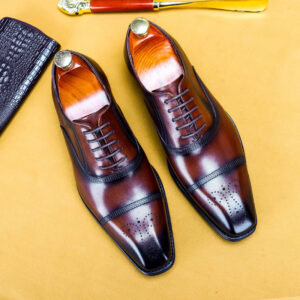 Men’S Single Shoes Three-Joint Leather Shoes Leather Carved Oxford Shoes