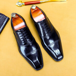 Men’S Single Shoes Three-Joint Leather Shoes Leather Carved Oxford Shoes