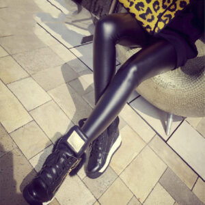 Thin Velvet Free Faux Leather Pants Women’s Trousers Leggings