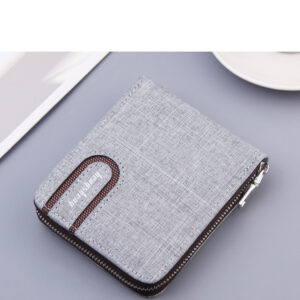 Men’s Short Wallet Men Wallet Zipper Wallet Canvas Small Wallet Multi-function Dollar Multi-card Slot