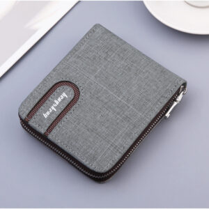 Men’s Short Wallet Men Wallet Zipper Wallet Canvas Small Wallet Multi-function Dollar Multi-card Slot