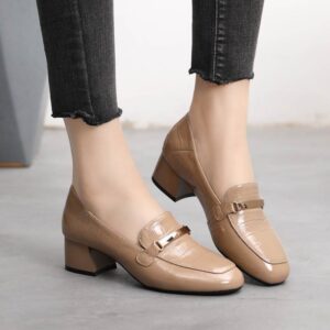 New Style Single Shoes Women Thick Heel Comfortable Korean Fashion Women’s Leather Shoes Mid-heel