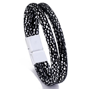 Men’s Leather Jewelry Jewelry Ethnic Style Retro Alloy Magnetic Buckle Leather Bracelet