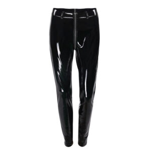 PU glossy leather pants casual leggings zipper leather pants