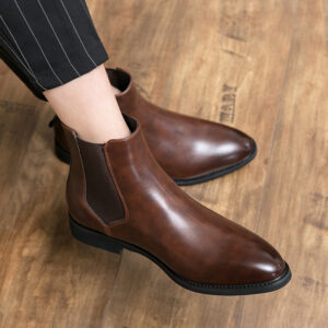 Fleece Leather Men’s Fashion Trend Slip-on Ankle Boots