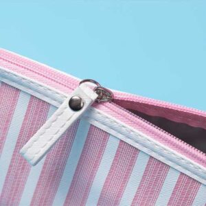 Miyahouse Canvas Cosmetic Bag Women Make up Bags Striped Printed Travel Toiletry Organizer Portable Pouch Makeup Case