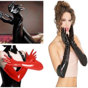 Bright Leather Faux Lacquer Gloves Long Glued Latex Temptation