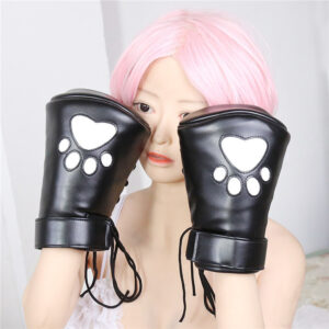 Dog Handcuffs Sponge Filled Hand-shaped Brush Sets Of Bright Leather