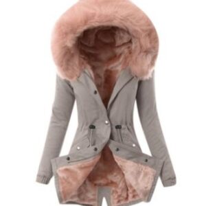 Hooded Drawstring Plush Jacket Women