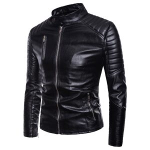 Multi-zip leather motorcycle leather jacket