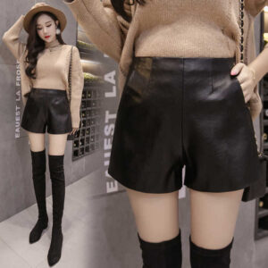 Autumn and winter new leather shorts