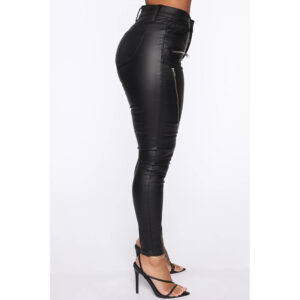 Women’s Zippered Mid-rise Leather Pants