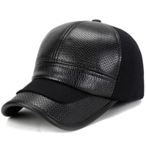 Men’s Thickened Warm PU Leather Baseball Hat