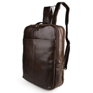 Top layer leather computer backpack