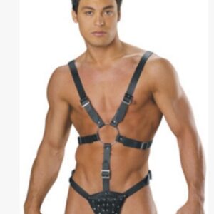 Men’s  Underwear Panties Men’s Leather Siamese Chained Jumpsuits